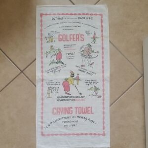 Vintage Tea Towel - Golfer's Crying Towel